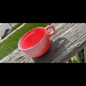 STARBUCKS 2020 Red Pink White Speckled Ceramic 16 oz Coffee Mug Bowl